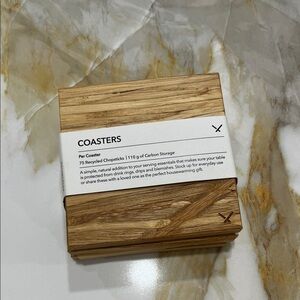 Wooden Coaster Set with Minimalist Logo - Natural Wood